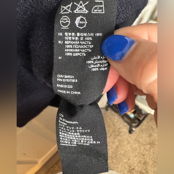 COS A-Line Black /Blue Contrast Waist Zipped Knee-Length Wool Blend Dress Size 2 - Picture 5 of 5